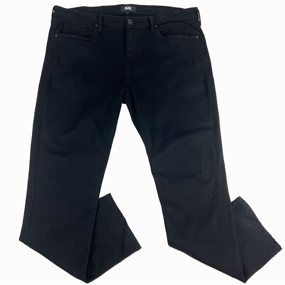 Paige Jeans Mens 38x31 Black Lennox Slim Straight Stretch 5 Pocket Made in USA - Picture 1 of 10